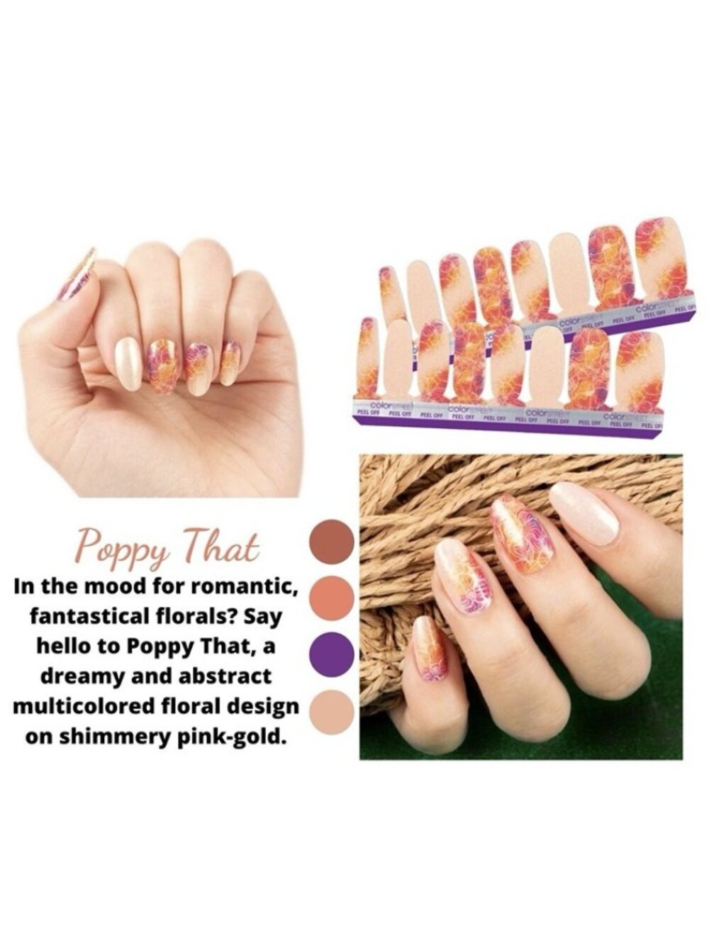 Color Street 100% Real Nail Polish Strips, Retired Poppy That, New Sealed